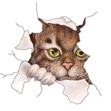 1 stk. (søt katt [12,5*16cm]) 3D katt veggklistremerker - morsomme dekorative klistremerker - kjøleskap - toalett - rom - bil