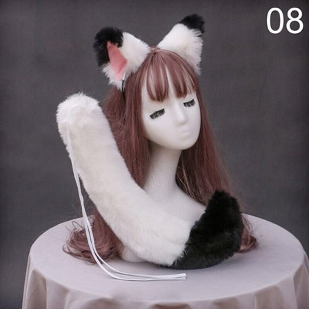 Fox Wolf Animal Cosplay Kostyme Ører Hale Sett Hårnål Plysj