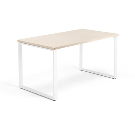 Schreibtisch QBUS, O-Gestell, 1400 x 800 mm, weiß/Birke