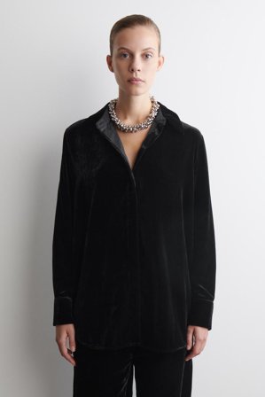 COS Women's Velvet Shirt in Black