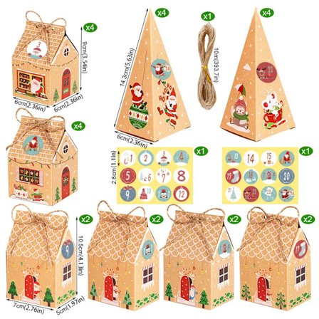 Jul present lådor advent kalender pepparkakor hus papper box jul nyår kalas förpackningar tillbehör