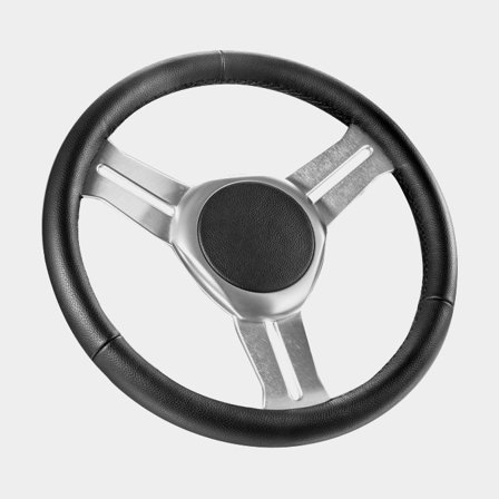 Volante lancha a motor Isotta Vertice, aluminio con cuero, Ø350 mm, con cubo, compatible con eje de dirección de 3/4" (19 mm), negro