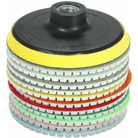 12-delers diamantpoleringsskive 4 tommer diamant våtpoleringsskive + 1 stk bakplate for granitt marmor stein keramiske fliser betong