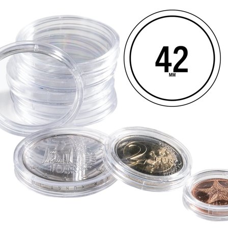 GRIPS runde møntkapsler til mønt Ø 42 mm - 10 stk.