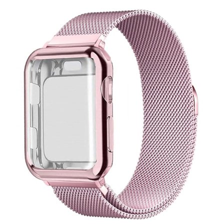 Fodral+Armband Milanese Loop För Apple Watch armband 44mm 40mm 45mm 46mm 49mm 42mm 38mm Armband iwatch Series 10 9 8 SE Ultra 2 Armband