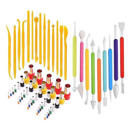 63 stk. Polymer Clay Kit 40 Rund Form med Ler Modelværktøj til Formning Skulptur Keramik Håndværk