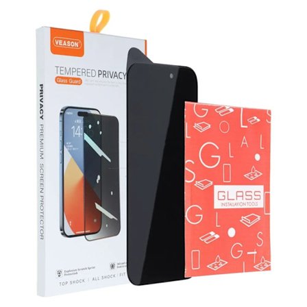 Veason iPhone 16 Plus Härdat Glas Skärmskydd Privacy 6D Pro