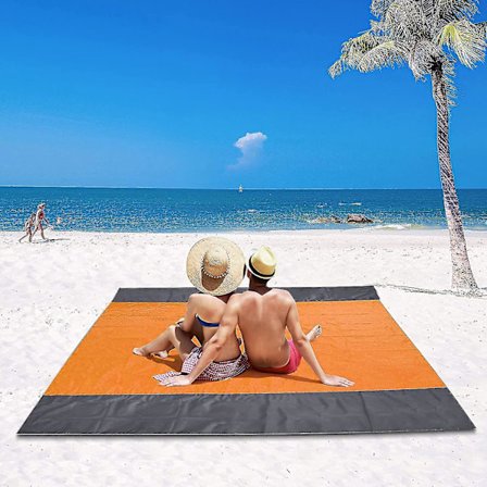 Stjärnhimmel-strandfilt, Vattentät Picknickfilt 200 X 210 Cm, Sandsäker Strandmatta, 4 Vindskyddande Fästhörn, Xxl Strandhandduk