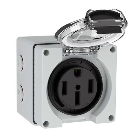 50 Amp Strömuttagsbox, 125/250 Volt NEMA 14-50R Uttag Utomhus Dammtät och Väderbeständig för Elfordon