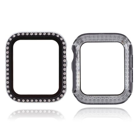Rhinestone décor frame with tempered glass for Apple Watch Series 3/2/1 42mm - Black