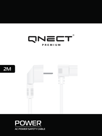 QNECT Mains cable Safety angled - type C13 angled 2m wht