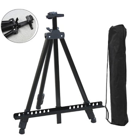 Forstærket Staffeli, Ekstra Tyk Aluminium Metal Display Staffeli 21" til 70" Højdejusterbar med Bærbar Taske til Gulv/Bordplade Tegning og Display