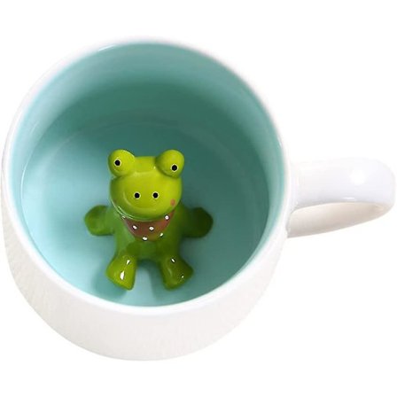 Ny, egnet sød frø kaffekrus, keramisk krus med 3d dyr