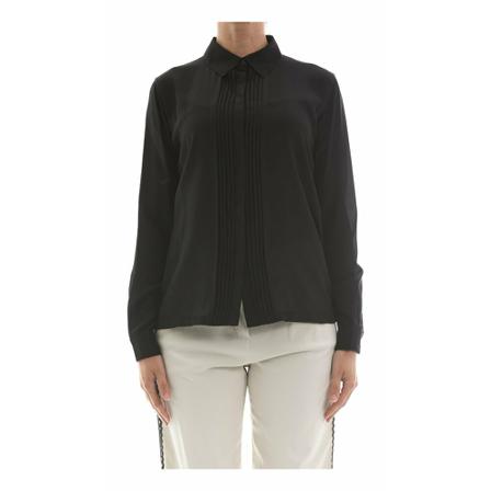 Max Mara Weekend, Crêpe Shirt Czarny, Kobieta, Rozmiar: L