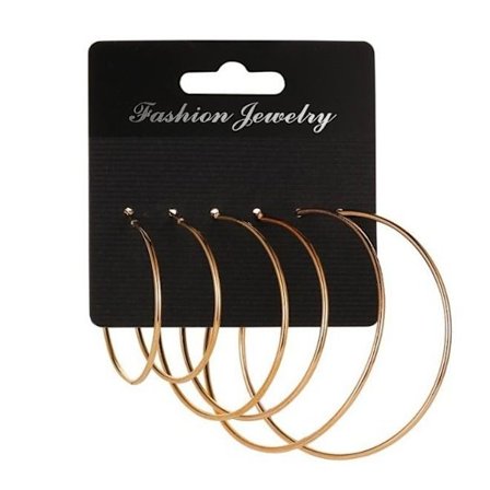 3 par Guld Örhängen - Hoop / Creoler i Olika Storlekar