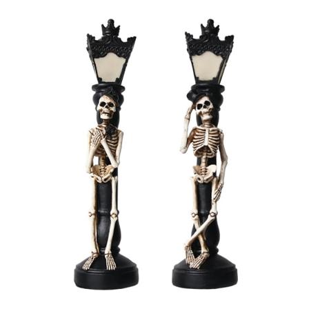 Halloween Lys uden Flamme med Holder Skelet Dekoration Brud og Brudgom Ornamenter Bord Midtpunkt Dekoration 2 stk