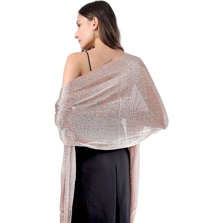 Naisten iltapäähine kääre huivi mekoille kimaltavat metalliset huivit häihin, juhliin, morsiusneidoille, tanssiaishuivi