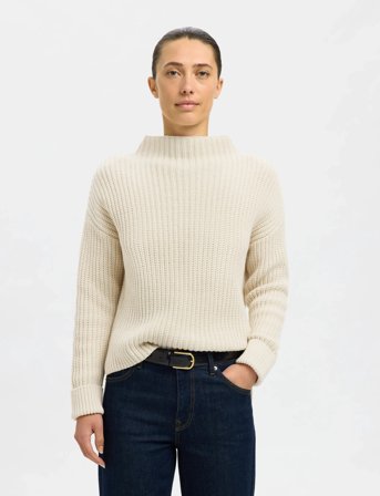 Selected Slfselma Ls Knit Pullover Noos - Cream - XL