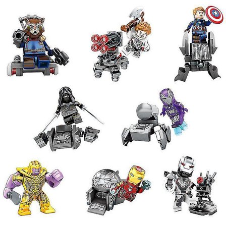 8pcs Avengers 4 War Machine Vs Thanos Eight-in-one Assembled Building Block Minifigure Toy