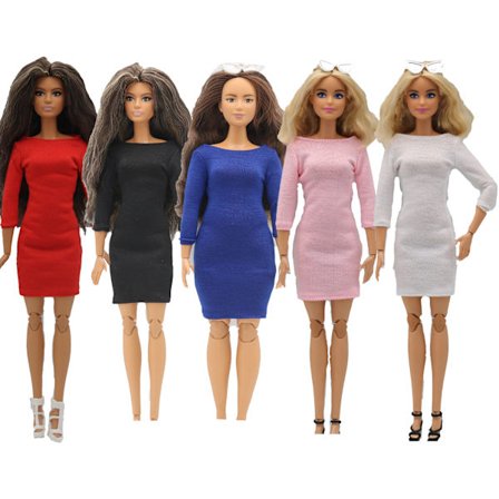 6 stk 29cm dukkeklær tilbehør prinsesse lang ermet