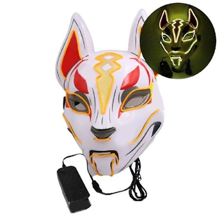 Kitsune Fox LED-mask Halloween Clubbing Light Up Kostym Rave Cosplay Fest
