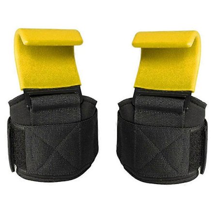 Vektløftingskroker Kraftige håndleddsbandasjer Trening Pull-up Håndflater Gripestropper Gul