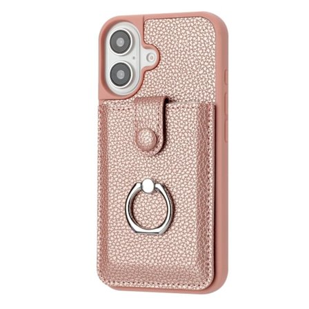 Etui til iPhone 16plus pink ring kortholder business slot anti fald