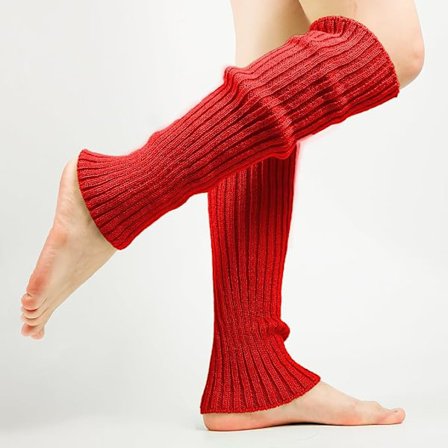 Leggvarmere, Myke Leggvarmere, Trendy Ribbestrikkede Leggvarmere, Elastiske Leggvarmere, Jenter for Cosplay-Kostyme, Julebord, Sport, Yoga