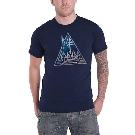 Def Leppard Dam/Dam Triangle Logo Bomull T-shirt M Marinblå B