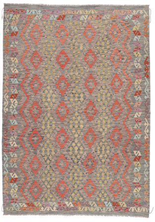 211X294 Tappeto Orientale Kilim Afghan Old Style Marrone/Grigio Scuro (Lana, Afghanistan)