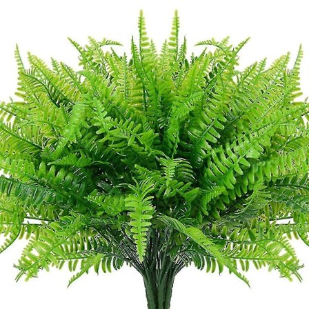 Kunstig bregne utendørs, falske bregneplanter, falske Boston-bregneplanter, grønne busker og bunter i plast