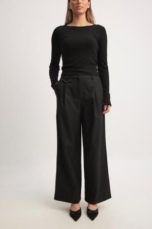 NA-KD Pantalon de tailleur ajusté à taille mi-haute - Pantalon cigarette - Noir - EU 42