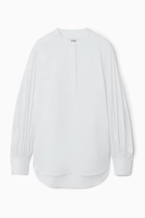 COS Women's Gathered Grandad Collar Blouse in White