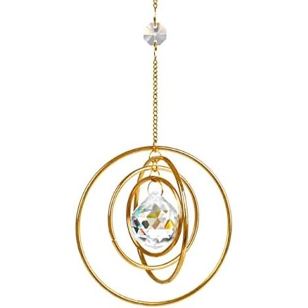 30cm Solfångare Kristall Galaxy, Fönsterhängande Regnbåge Solfångare, Glaskula Prisma Solfångare med 4 Mässingsringar