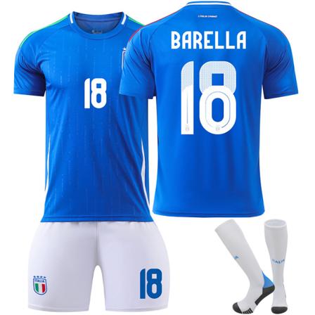 25. Italian Home Blue No. 18 Barrera Fotbollströja Barn- och Vuxendräkt No. 18 Barrera 26(140-150CM)