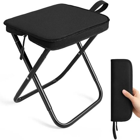 Foldbar skammel, let sammenklappelig camping skammel i stål - 120 kg lastekapacitet, fiskeri, have, camping, strand & rejser-FA-