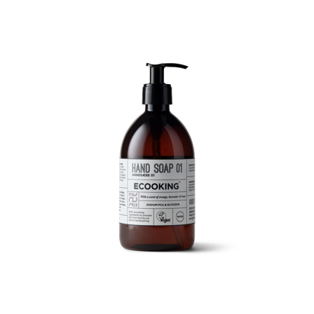 Ecooking Håndsæbe 01, 500 ml, med Plejende Sodium PCA og Glycerin, Duft af Orange, Lavendel og Rose