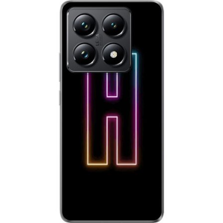 Kompatibelt Mobilskal till Xiaomi Xiaomi 14T Pro Minimalistisk neonbokstav H i färgskiftande ljus mot svart bakgrund med modern typografisk känsla