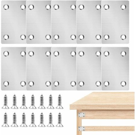 10 st platta kontakter, raka platta fästplattor, perforerad platta fyrkant för rostfritt stål fästning för att ansluta fixering och reparation av 