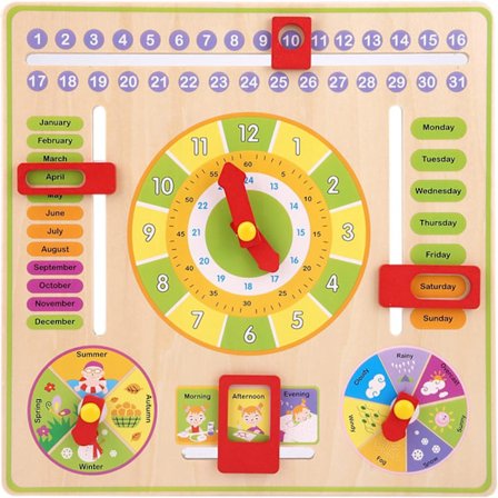 Learning Clock for Kids, Hengebrett, Daily Cognitive Calendar