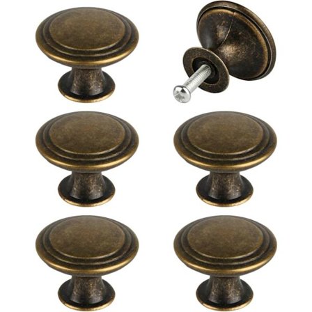 6 kpl Vintage Keittiön Kaapin Vetimet, Kaapin Nupit Vintage Huonekalunuppi, 30mm Antiikki Laatikon Nuppi, Pyöreät Laatikon Vetimet, Keittiön Ovenkahva