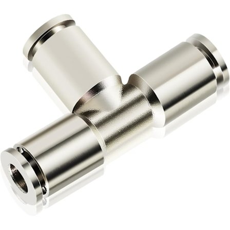 PNEUMATISK Koppar-nickelplätering 6mm od Push to Connect Luftkopplingar Tee Rak Union Anslut TPE-10 (5-pack)