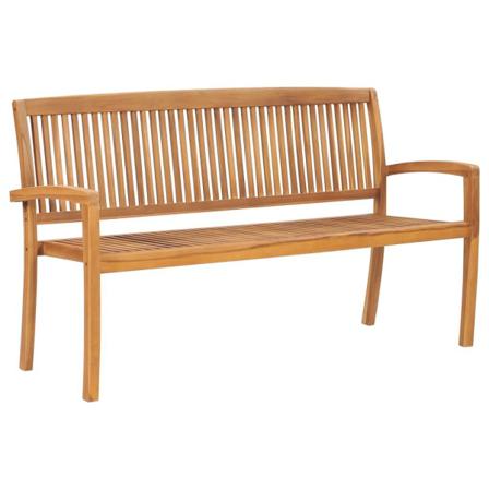 Vidaxl Stapelbar Trädgårdsbänk Med Dyna 159 Cm Massiv Teak Grön