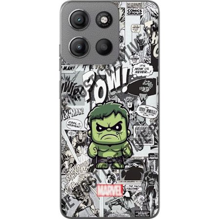 Kompatibelt Gjennomsiktig deksel til Motorola Moto G15 Power Marvel Hulk chibi design med tegneseriebakgrunn kraftig superhelt motiv perfekt for fans