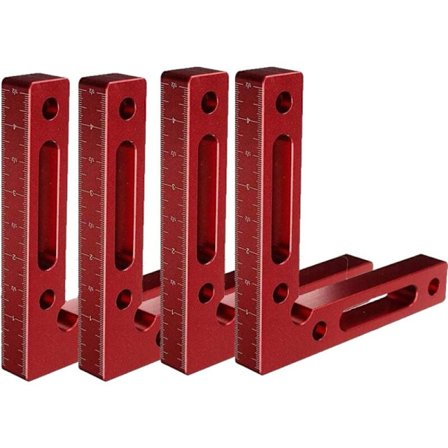 4 kpl 90° Suorakulmainen L-muotoinen puusepän puristin 12x12cm alumiiniseoskehyksille kulman kiinnitysviivaimella