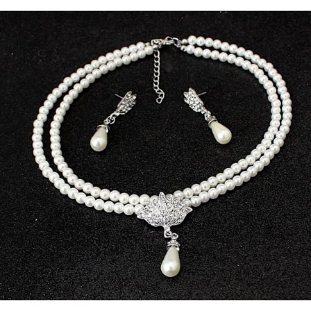 Bryllupstilbehør, Brudesmykke med Perler, Krystall og Diamant