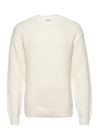 Slhlesoon Ls Knitoat Neck White Selected Homme