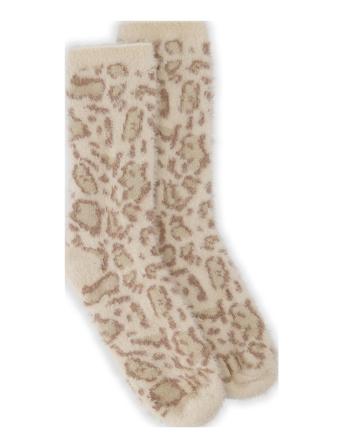 Leopard Lurex Fluffy Sock Lingerie Socks Regular Socks Beige Hunkemöller*Betinget Tilbud