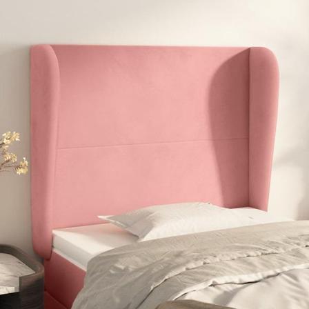 Vidaxl Huvudgavel Med Kanter Rosa 93x23x118/128 Cm Sammet Rosa