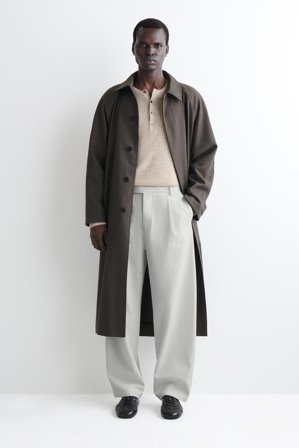 COS Men's T-Shirt Henley In Lino E Cashmere in Beige